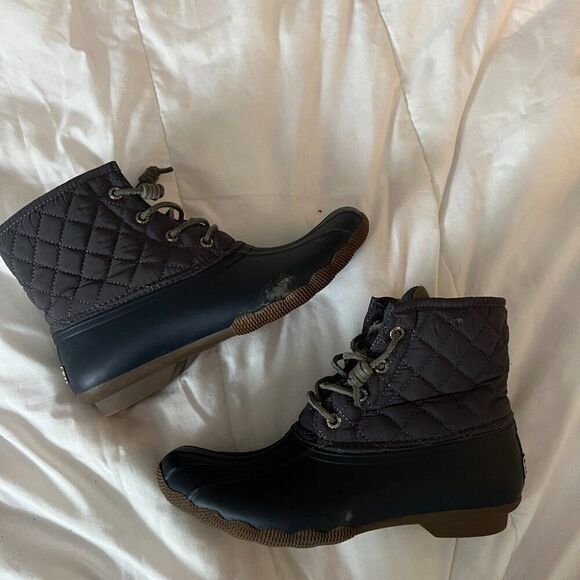 Sperry Saltwater Duck Boot Size Women's 7.5 Grey with Dark Grey Sole - Picture 1 of 14